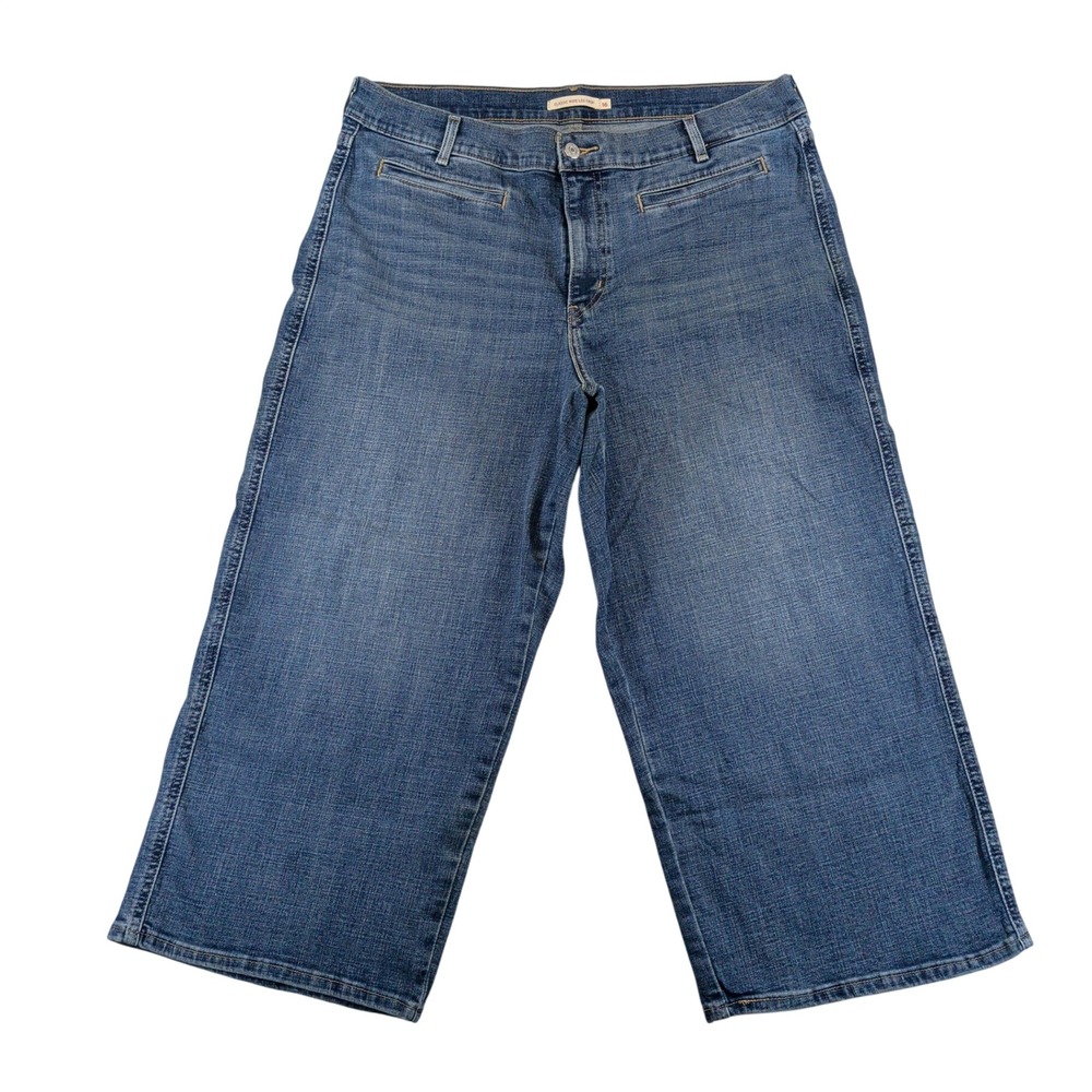 Levis Classic Wide Leg Crop Jeans Womens 16 Medium Wash Blue High Rise